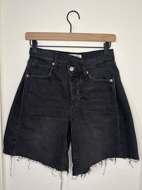 We The Free Boomerang Raw Hem Black Denim Shorts size 24 Free People